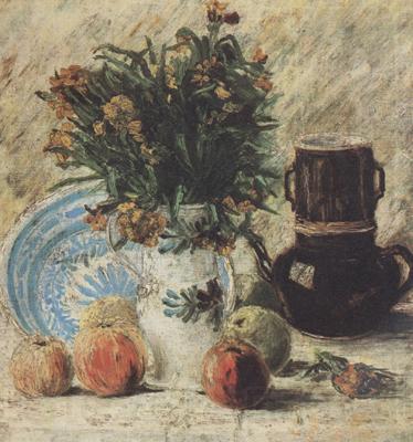 Vincent Van Gogh Vase with Flowers Coffeepot and Fruit (nn04) Norge oil painting art
